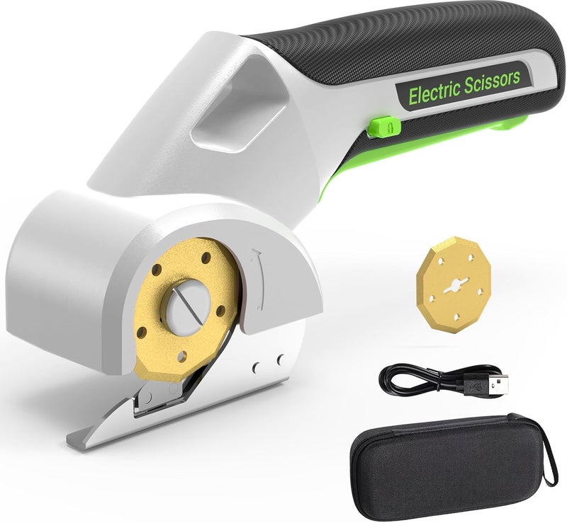 EXPEDMAN 2025 NEW 4V Cordless Electric Scissors Tools, Cardboard Cutter with 2 Titanium Blade Accessories, Safety Lock, Rotary Cutter for Cardboard, Gifts for Men&Women - Frost White - Image 1